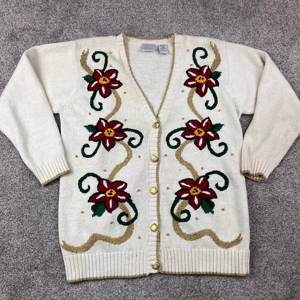 Beautiful Vintage Laura Gayle Holiday Cardigan size M